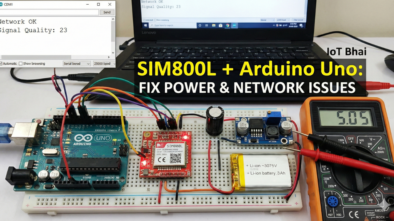 How to Connect SIM800L to Arduino Uno: Fix Power & Network Issues (GSM Bootcamp #1)