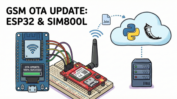 ESP32 OTA Firmware Update over GSM (SIM800L) with Python Flask Server(GSM IoT Series #6)