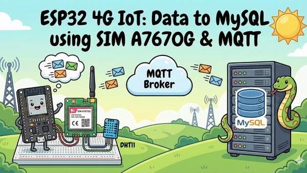 ESP32 4G IoT: Send Data to MySQL using SIM A7670G & MQTT